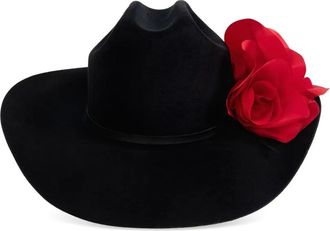 Willy Chavarria Cappello con decorazione a fiori - Nero