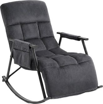Clp Sillon Mecedor Elara Gris Oscuro Terciopelo