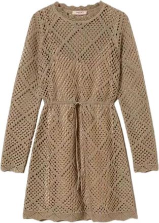 Twinset Korte Jurk - Dames - Korte kleedjes - Beige - S - Kleedjes