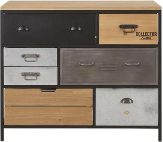 Maisons du monde C&oacute;moda de 8 cajones de metal y abeto 100 cm