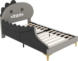 Urban Meuble Cama infantil Dinosaur 90x200 cm en PU gris