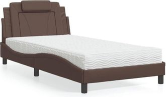 vidaXL Letto con Materasso Marrone 100x200cm in Similpelle - Vidaxl