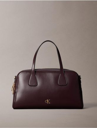 Calvin Klein Womens Monogram Hardware Bowling Bag - Brown