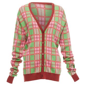 MOLLY GODDARD Emma Combed Cotton Checked Intarsia Cardigan