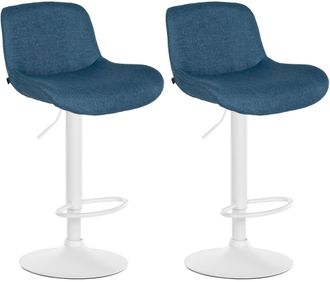 Clp Lote De 2 Taburetes De Bar Solon Blanco Azul Tela