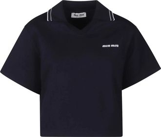 Miu Miu Polo Shirt - Dames - Polos - Blauw - S - Tops