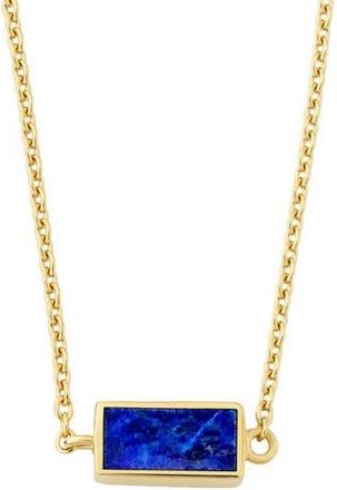 Jan Leslie Single Station Rectangle Dash Necklace In Sterling 18K Gold Overlay in Blue at Nordstrom