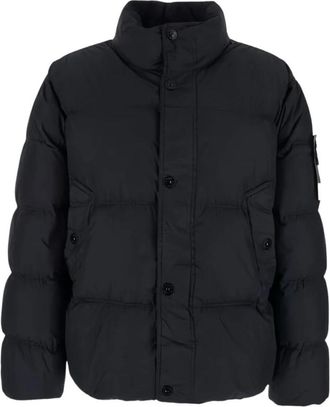 Stone Island Korte Donsjas - Heren - Winterjassen - Zwart - L - Leer - Jassen