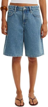 Cotton On Womens Baggy Denim Short in Pisces Blue Pocket at Nordstrom, Size 12