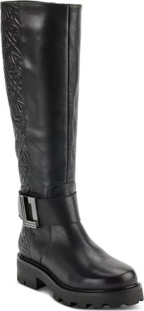 Karl Lagerfeld Meara Boots Womens Black Quilted Knee High LION665