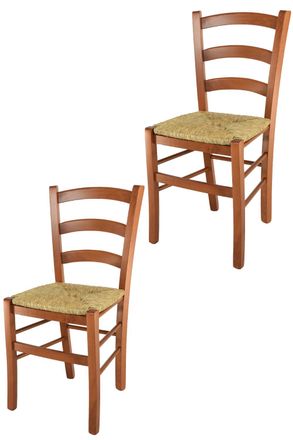 Tommychairs Tommychairs 2 Sillas Venice En Haya Color Cerezo Y Asiento En Paja