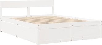 vidaXL Bed Frame without Mattress White 150x200 cm King Size Solid Wood Pine Vidaxl