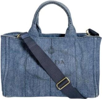 Prada Pre-owned Tote Bags, female, Blue, Size: ONE SIZE Pre-owned Denim Tote Bag