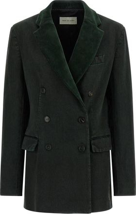 Dries Van Noten Befya Double-Breasted Denim Blazer - Dames - Blazers - Groen - 2XS - Denim - Jassen