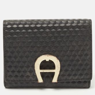 Aigner Black Leather Trifold Wallet