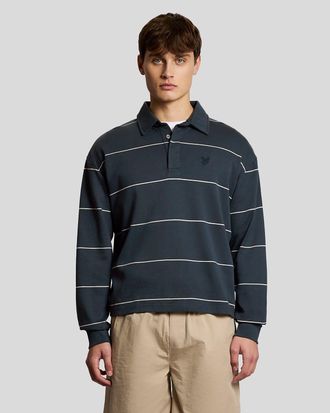 Lyle & Scott Mens Rugby Stripe Polo Shirt - Grey - Size X-Small