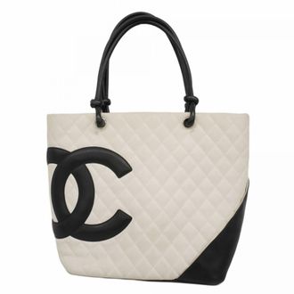 Chanel Black White Leather Tote Bag (Pre-Owned)
