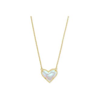 Kendra Scott Ari Heart Short Pendant Necklace Gold Dichroic Glass