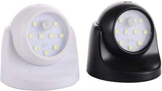 OEM (blanco Y Negro, 1 De Cada) Aplique De Pared Exterior Inal&aacute;mbrico A Pilas Con Sensor De Movimiento, Led, Rotaci&oacute;n De 360&deg;