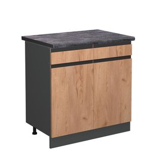 Vicco Mueble Bajo De Cocina R-line, Roble Dorado, 80 Cm, Et Antracita