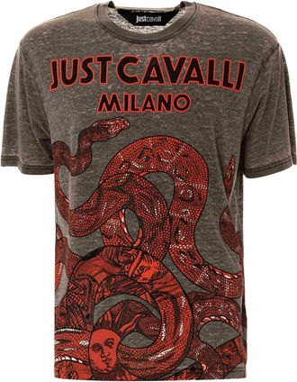 Just Cavalli T-shirt con stampa serpente - Grigio