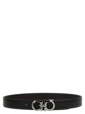 Ferragamo Black Gancini Reversible Belt