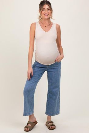 Pinkblush Wash Cropped Denim Maternity Jeans in Blue at Nordstrom, Size 31