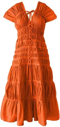 Brunna.Co The Srikandi Ruffle Maxi Dress in Terracotta Brown at Nordstrom, Size Small