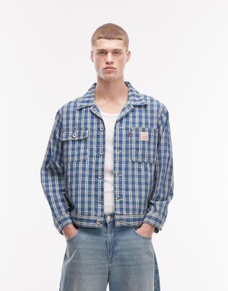 Levi's Workwear Sunrise - Giacca trucker in denim blu a quadri