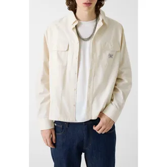 Guess Boxy Cotton Shirt Jacket in Ivory at Nordstrom, Size Xx-Large