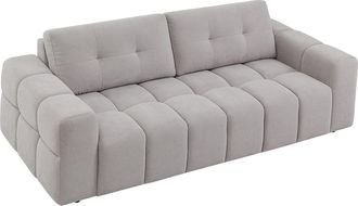 Vente-Unique Sof&aacute; de 3 plazas de tela en color gris claro SOPELANA