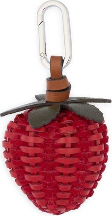 Tory Burch Strawberry Woven Leather Bag Charm in Red at Nordstrom