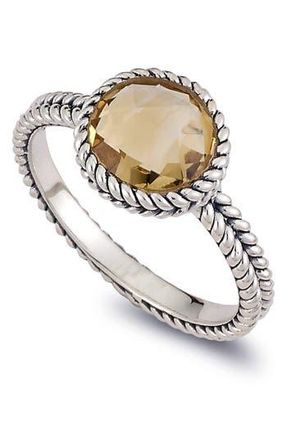 Samuel B. Sterling Silver Round Citrine Ring in Yellow at Nordstrom Rack, Size 6 Us