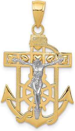 Diamond2Deal 14k Two-tone Gold Mariners Crucifix Pendant