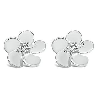House of Brilliance 10K Gold 1/3 Cttw Lab Grown Diamond Flower Petal Stud Earrings in White at Nordstrom
