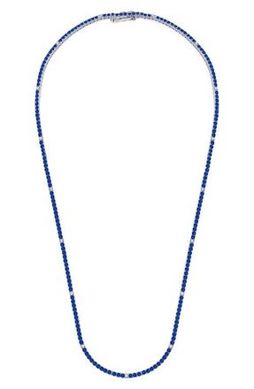 Crislu Cubic Zirconia Tennis Necklace in Sapphire at Nordstrom