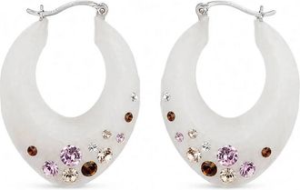 Gold & Honey Womens Small Marquise Confetti Hoop Earrings In Frosted