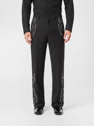 Philipp Plein Pantaloni sartoriali in lana con borchie