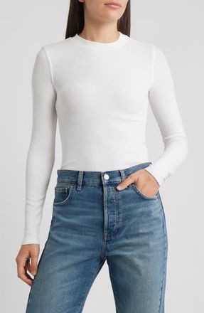 Frame Denim The Rib Crewneck Top in White at Nordstrom Rack, Size X-Small