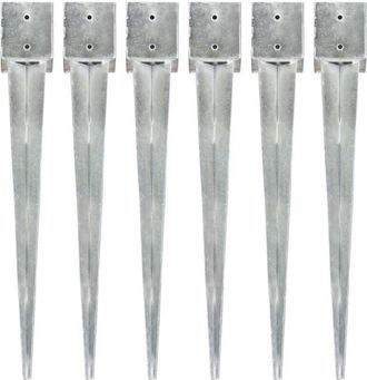 vidaXL Vidaxl - Picas De Tierra 6 Uds Acero Galvanizado Plateado 12x12x89 Cm