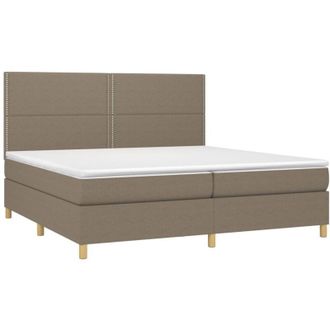 vidaXL Vidaxl - Cama Box Spring Colch&oacute;n Y Luces Led Tela Gris Taupe 200x200 Cm