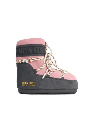 Moon Boot Icon Low Rosa Wildlederstiefel