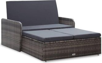 vidaXL Set De Muebles De Jard&iacute;n 2 Pzas Y Cojines Rat&aacute;n Sint&eacute;tico Gris Vidaxl