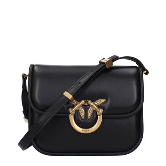 Pinko Pinko Damens Love Box Umh&auml;ngetasche aus schwarzem Leder