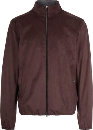 Herno Brown Solid Mock Collar Jacket