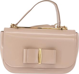 Ferragamo Vala Handbag Leather Beige Leather Handbag (Pre-Owned)