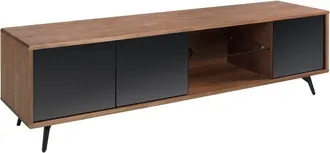 Angel Cerd&aacute; Mueble tv cristal negro efecto espejo, nogal y acero negro