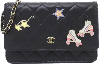 Chanel Black Leather Chain/Shoulder Wallet (Pre-Owned)