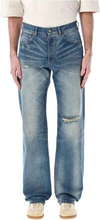 Maison Margiela Lichtblauwe Distressed Jeans - Heren - Regular Fit Jeans - Blauw - W30 - Katoen - Jeans