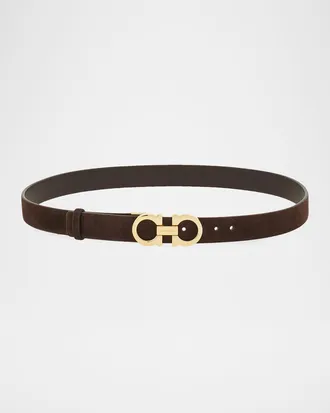 Ferragamo Donna Suede Double Gancini Belt